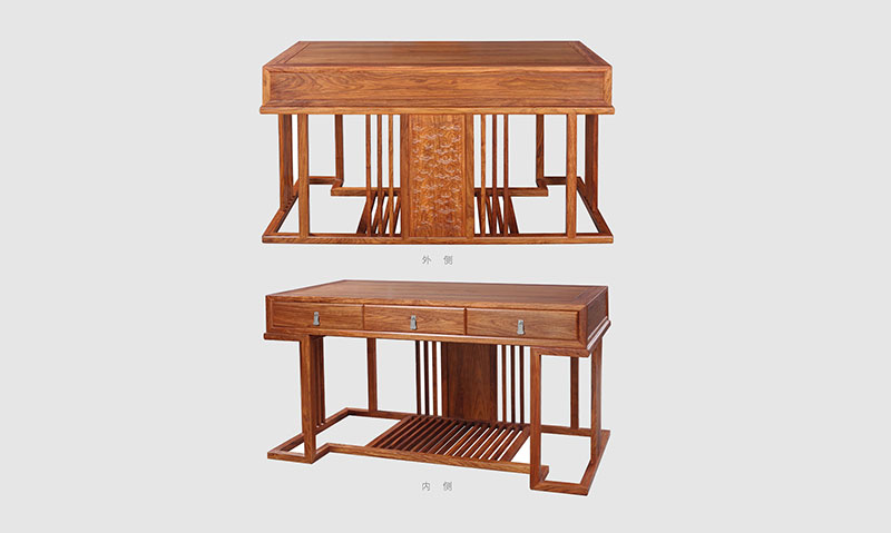 安顺 别墅中式家居书房装修实木书桌效果图