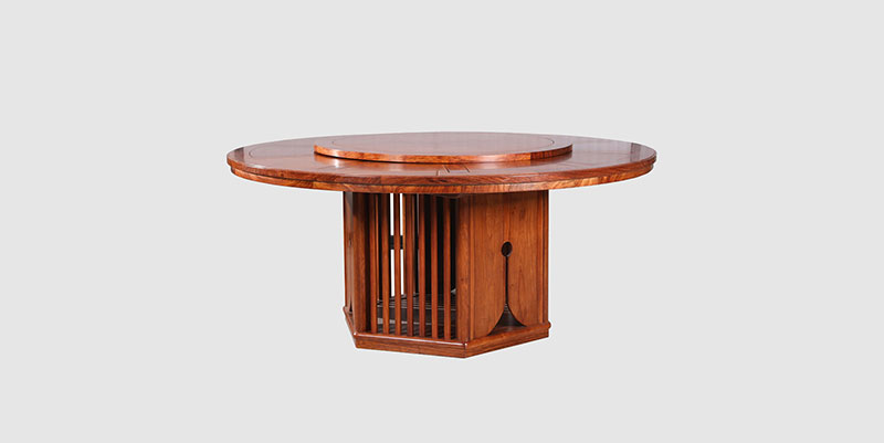 安顺中式餐厅装修天地圆台餐桌红木家具效果图